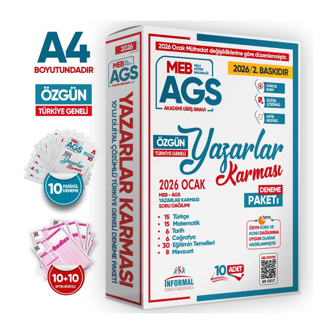 2026 MEB-AGS Yazarlar Karması 10 Adet 80 Soruluk Çözümlü Deneme Türkiye Geneli KURUMSAL Paket İnformal Yayınları