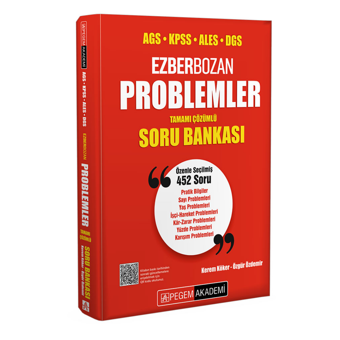 AGS KPSS ALES DGS Ezberbozan Problemler Tamamı Çözümlü Soru Bankası Pegem Yayınları