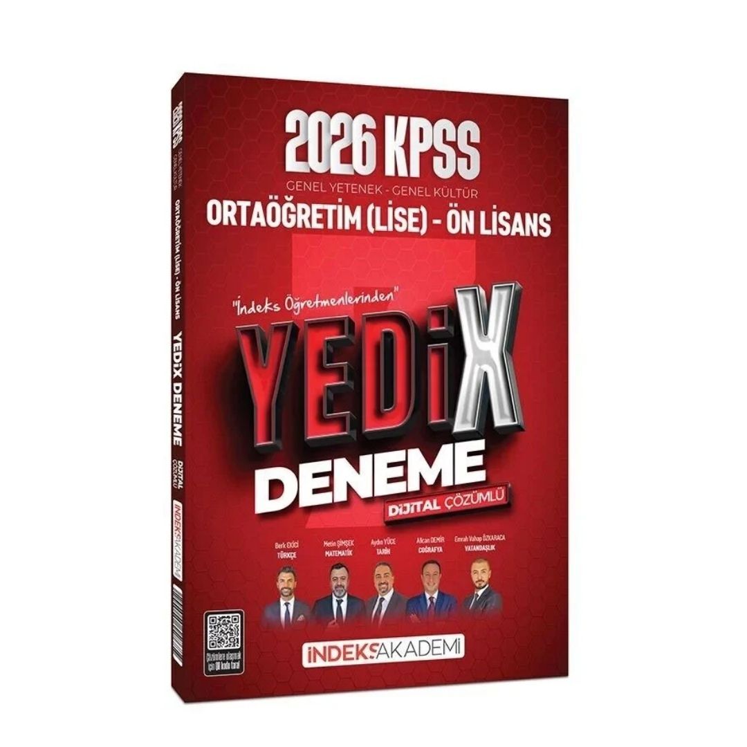 2026 KPSS Lise Ortaöğretim Ön Lisans YEDİX 7 Deneme Çözümlü İndeks Akademi Yayıncılık