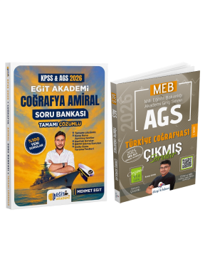 Eğit Akademi KPSS- AGS Coğrafya Amiral Soru Bankası & Dizgi Kitap MEB AGS Video Çözümlü Türkiye Coğrafyası Çıkmış Sorular