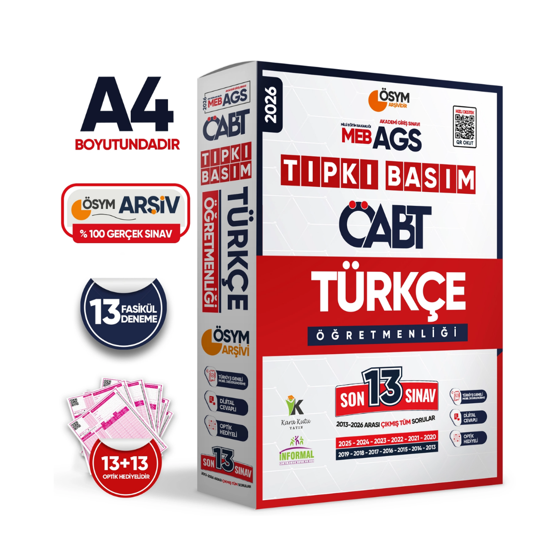 2026 MEB-AGS ÖABT Türkçe Öğretmenliği ÖSYM Tıpkı Basım 13lü Deneme Paketi Dijital Çözümlü İnformal Yayınları