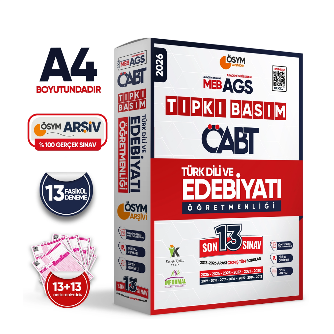 2026 MEB-AGS ÖABT Türk Dili ve Edebiyatı Öğretmenliği ÖSYM Tıpkı Basım 13lü Deneme Paketi Dijital Çözümlü İnformal Yayınları