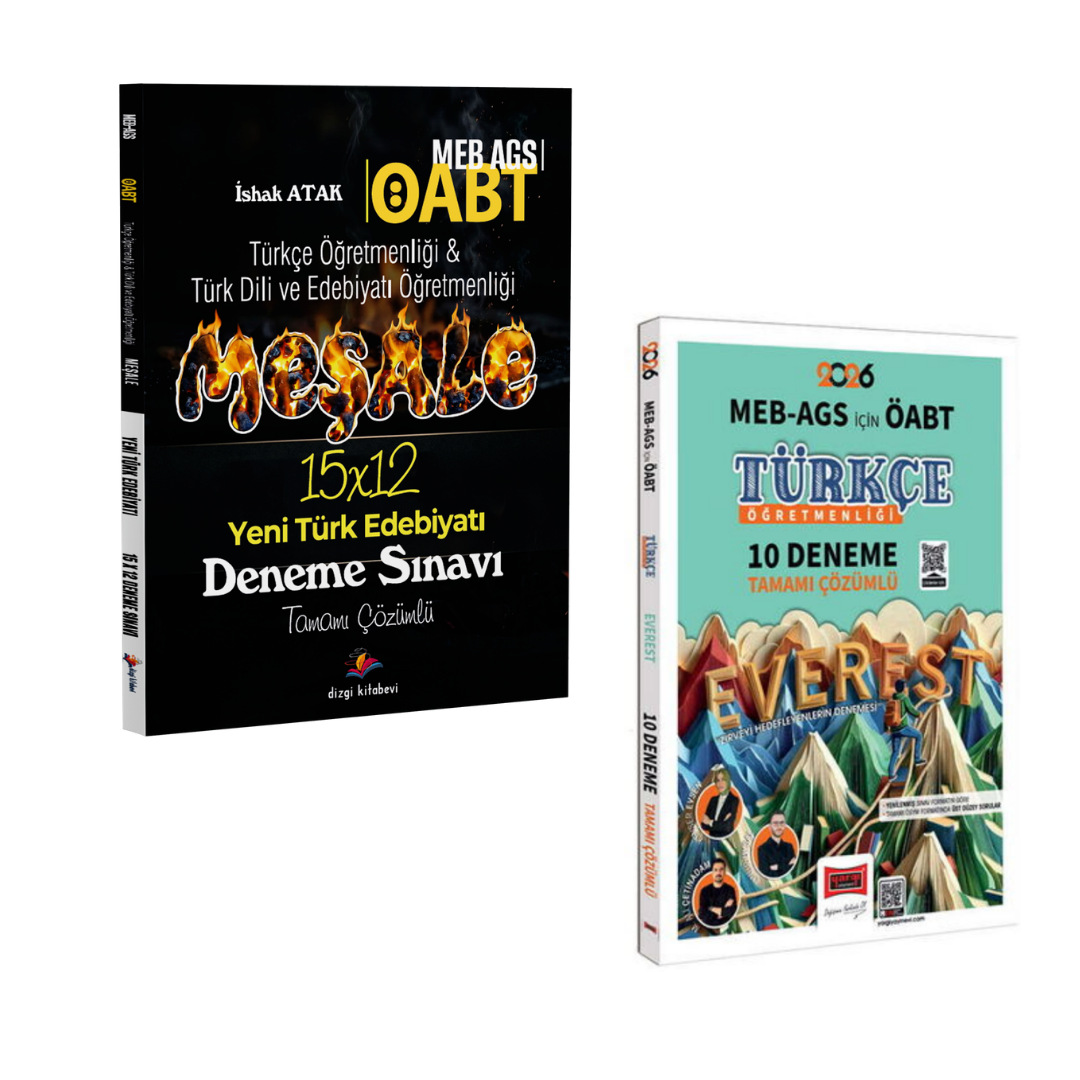 Dizgi Kitap 2026 Meb Ags ÖABT Meşale Türkçe Öğretmenliği & Türk Dili ve Edebiyatı Öğretmenliği Yeni Türk Edebiyatı 15 Deneme & MEB-AGS ÖABT Türkçe Öğretmenliği 10 Deneme Yargı Yayınları Seti