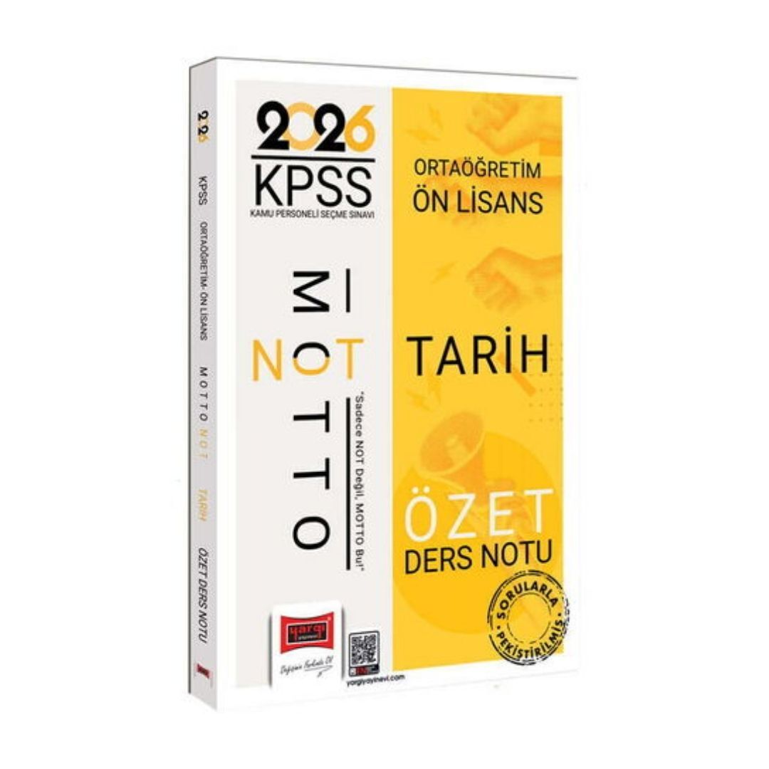 Yargı Yayınları 2026 KPSS Ortaöğretim Ön Lisans Motto Serisi Tarih Özet Ders Notu