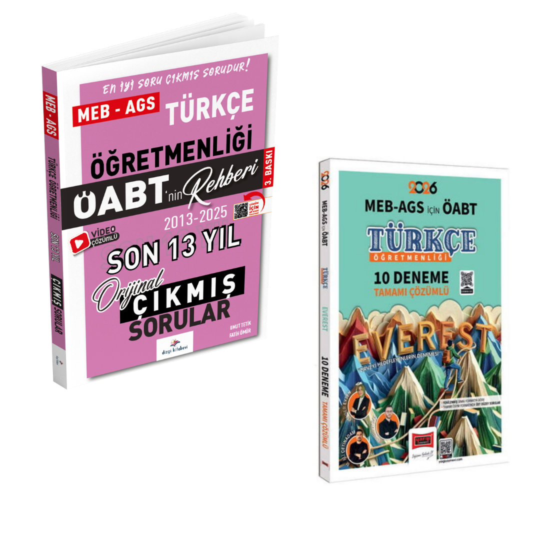 Dizgi Kitap 2026 Meb Ags ÖABT Türkçe Öğretmenliği Son 13 Yıl Orijinal Çıkmış Sınav Soruları & MEB-AGS ÖABT Türkçe Öğretmenliği 10 Deneme Yargı Yayınları Seti
