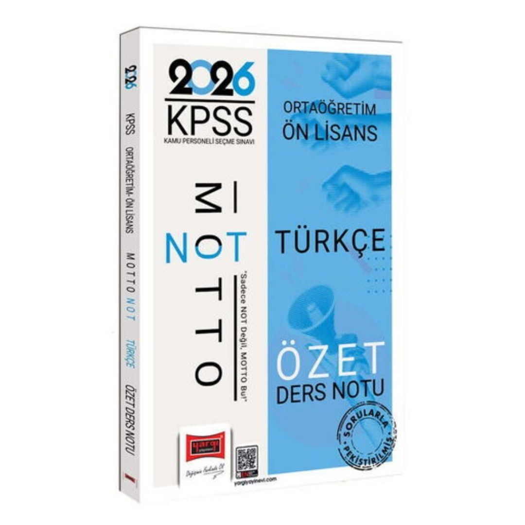 2026 KPSS Ortaöğretim Ön Lisans Motto Serisi Türkçe Özet Ders Notu Yargı Yayınları