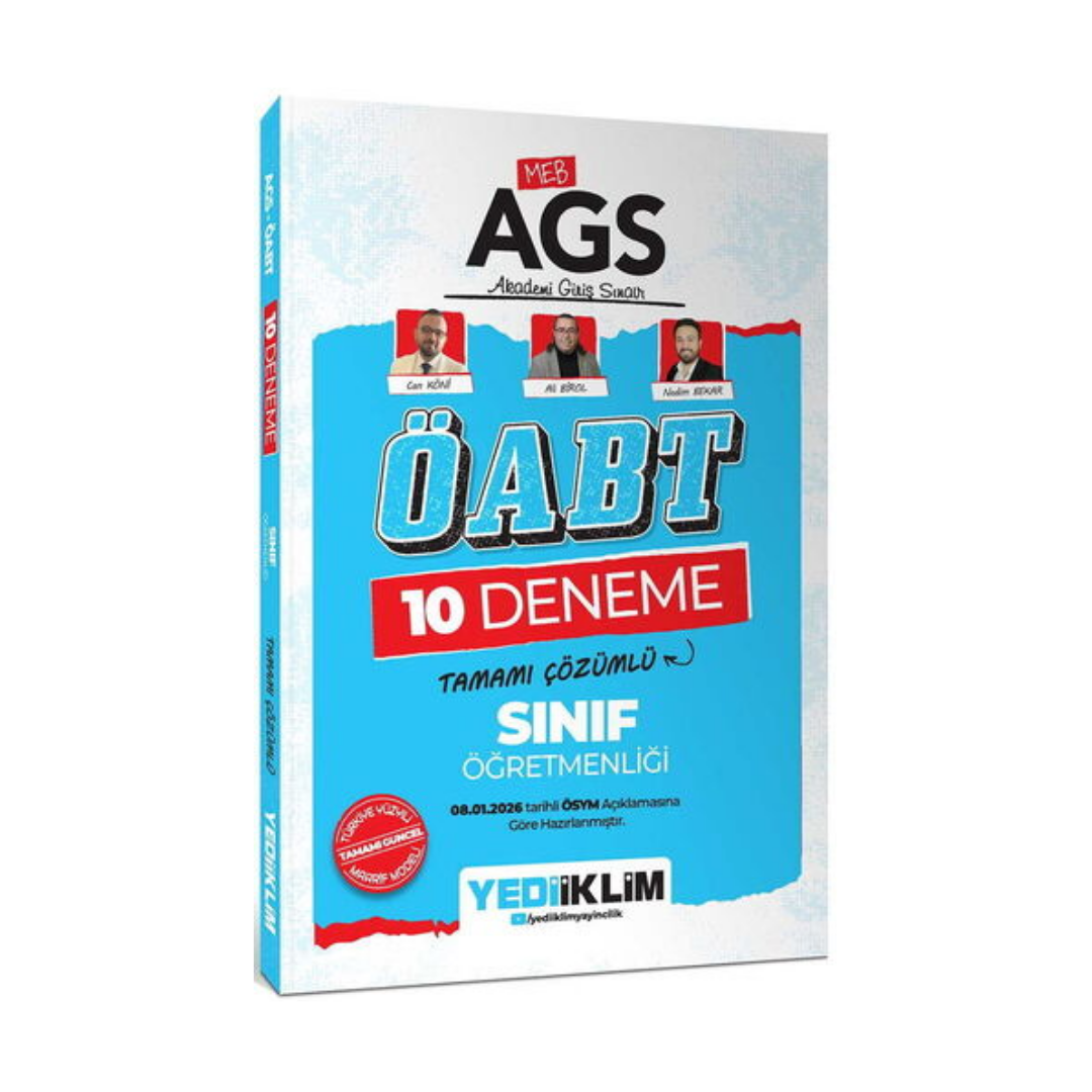 MEB AGS ÖABT Sınıf Öğretmenliği Tamamı Çözümlü 10 Deneme Sınavı Yediiklim Yayınları