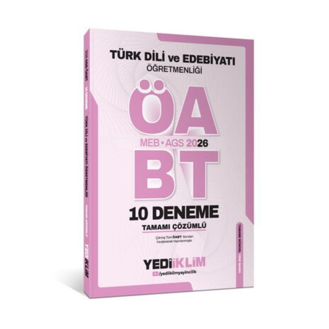 AGS ÖABT Türk Dili ve Edebiyatı Öğretmenliği Tamamı Çözümlü 10 Deneme Sınavı Yediiklim Yayınları