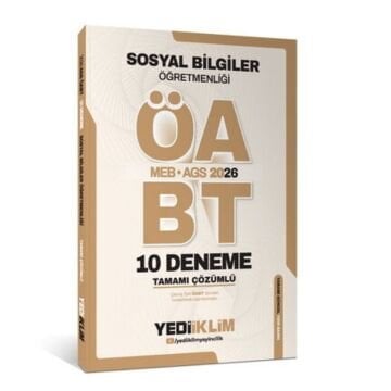 Yediiklim Yayınları 2026 ÖABT MEB-AGS Sosyal Bilgiler Öğretmenliği Tamamı Çözümlü 10 Deneme Sınavı