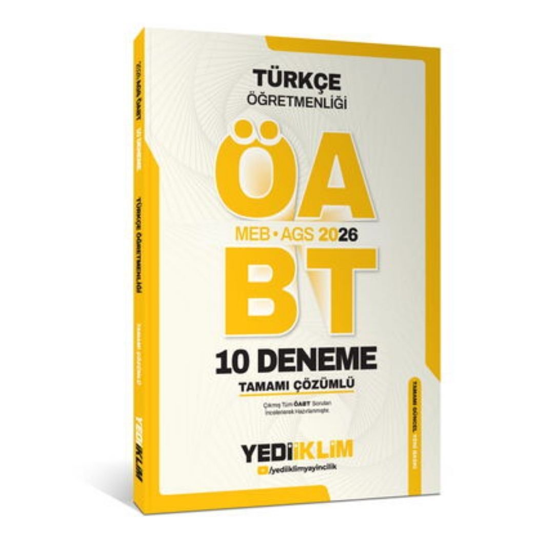 AGS ÖABT Türkçe Öğretmenliği Tamamı Çözümlü 10 Deneme Sınavı Yediiklim Yayınları