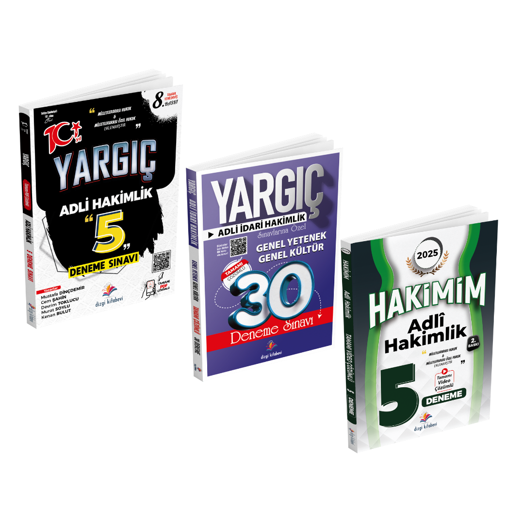 Dizgi Kitap Adli Hakimlik Yargıç Pdf Çözümlü, Hakimim Video Çözümlü ve Hakimlik Özel GY GK 3'lü Deneme Seti