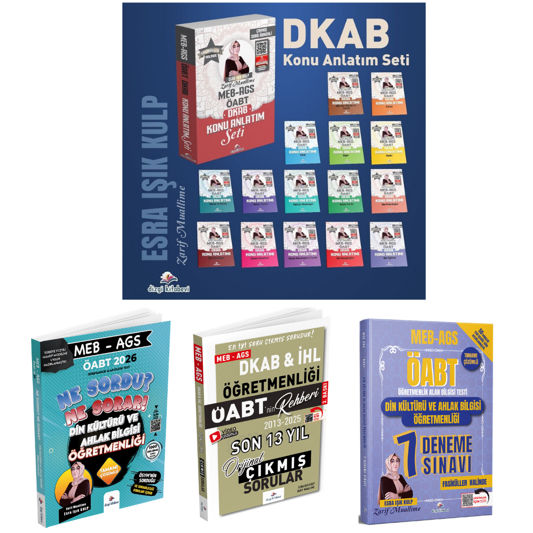 Dizgi Kitap 2026 Meb Ags Öabt Din Kültürü ve Ahlak Bilgisi Öğretmenliği Konu Anlatım Seti & Din Kültürü Soru Bankası & Din Kültürü Deneme & Din Kültürü Çıkmış Sorular Zarif Muallime Esra Işık Kulp Seti