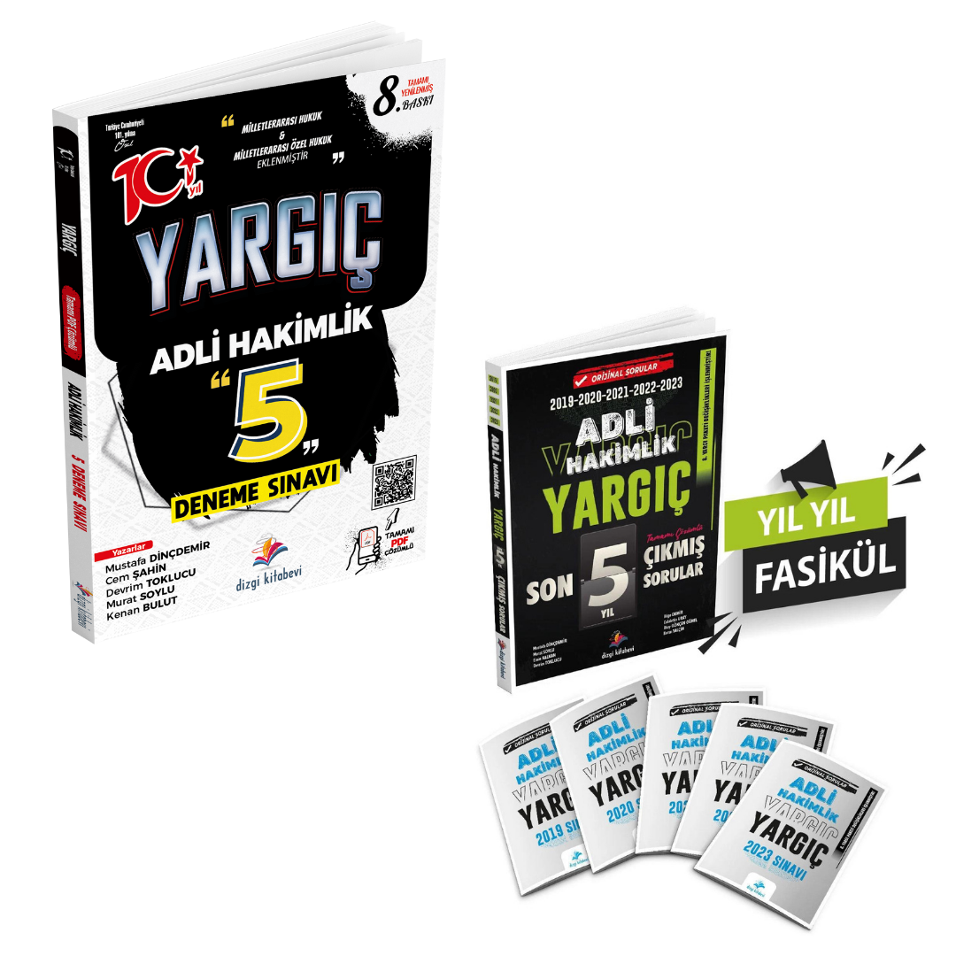 Dizgi Kitap Yargıç Adli Hakimlik PDF Çözümlü 5 Deneme ve Son 5 Yıl Çözümlü Orijinal Çıkmış Sorular Seti