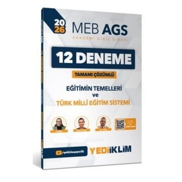 Yediiklim Yayınları 2026 MEB-AGS Eğitimin Temelleri Ve Türk Milli Eğitim Sistemi Tamamı Çözümlü 12 Deneme