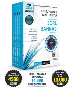 2024 KPSS Genel Yetenek Genel Kültür Ortaöğretim Tamamı Çözümlü Soru Bankası Modüler Set (5 Kitap)