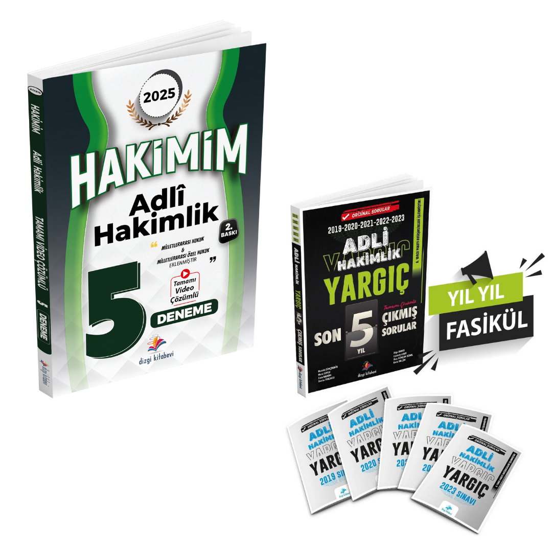 Dizgi Kitap Hakimim Adli Hakimlik Tamamı Video Çözümlü 5 Deneme Sınavı ve Son 5 Yıl Çözümlü Orijinal Çıkmış Sorular Seti