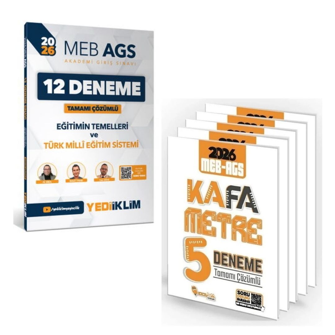 Dizgi Kitap 2026 MEB AGS Eğitimin Temelleri Ve Türk Milli Eğitim Sistemi 12 Deneme Yediiklim Yayınları ve 2026 MEB-AGS Tüm Dersler KAFAMETRE 5 Deneme Hoca Kafası Yayınları Seti