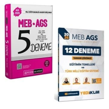 Dizgi Kitap 2026 MEB AGS Tamamı Çözümlü 5 Deneme Pegem Yayınları ve 2026 MEB AGS Eğitimin Temelleri Ve Türk Milli Eğitim Sistemi Tamamı Çözümlü 12 Deneme Yediiklim Yayınları Seti