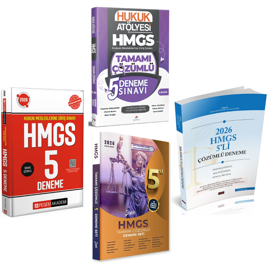 Dizgi Kitap 2026 Hukuk Atölyesi HMGS 5 Deneme Sınavı & Hmgs 5'li Deneme Yetki Yayınları & HMGS 5'li Deneme Savaş Yayınları & HMGS 5'li Deneme Pegem Yayınları Seti