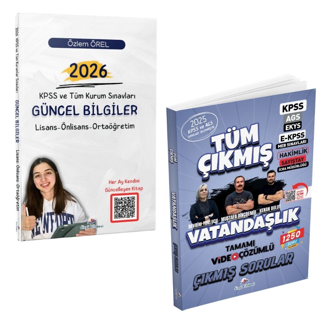 Dizgi Kitap 2026 KPSS ve Tüm Kurum Sınavları Güncel Bilgiler ve Vatandaşlık Tüm Sınavlar Tamamı Video Çözümlü Çıkmış Sorular Seti