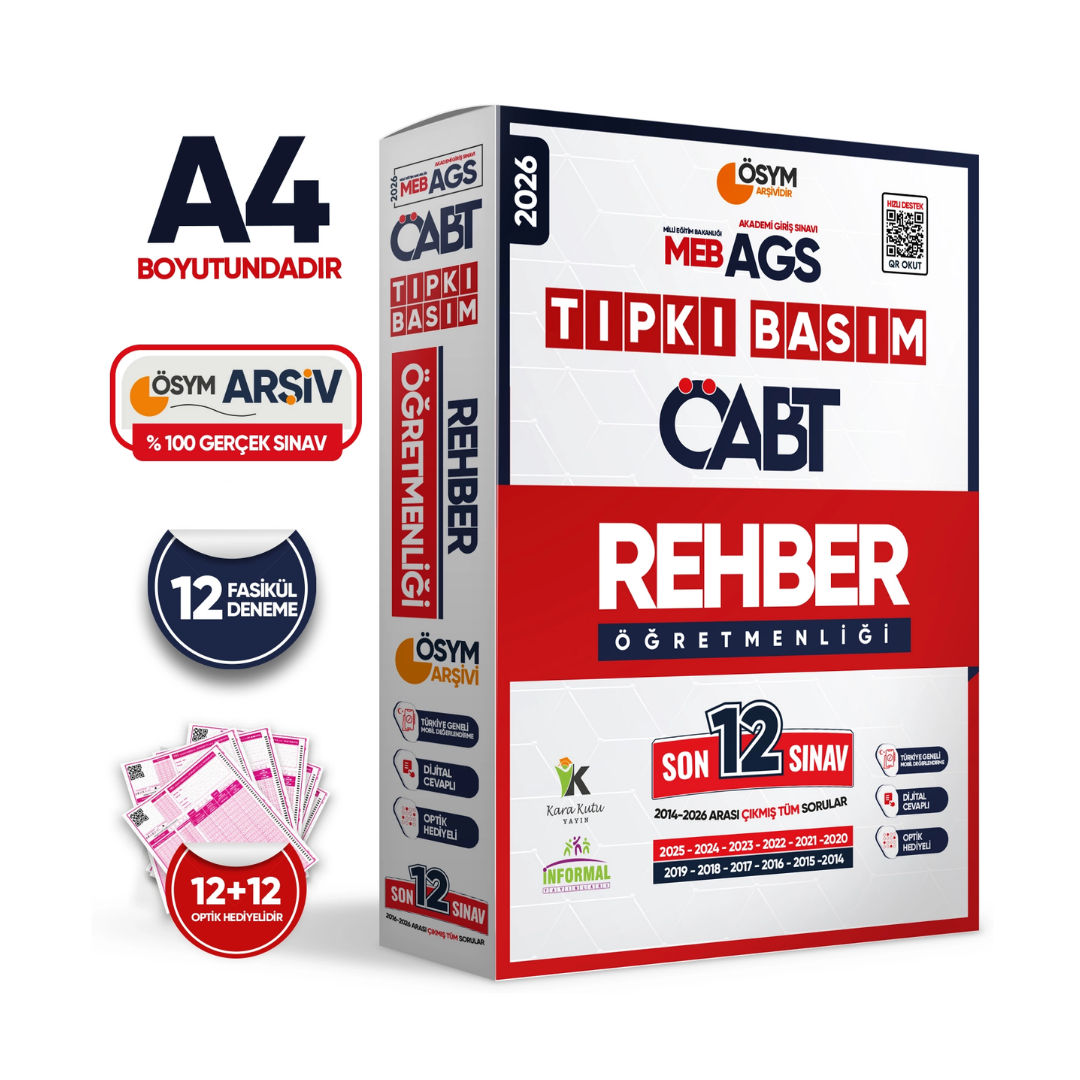 2026 MEB-AGS ÖABT Rehber Öğretmenliği ÖSYM Tıpkı Basım 12’li Deneme Paketi Dijital Cevaplı İnformal Yayınları