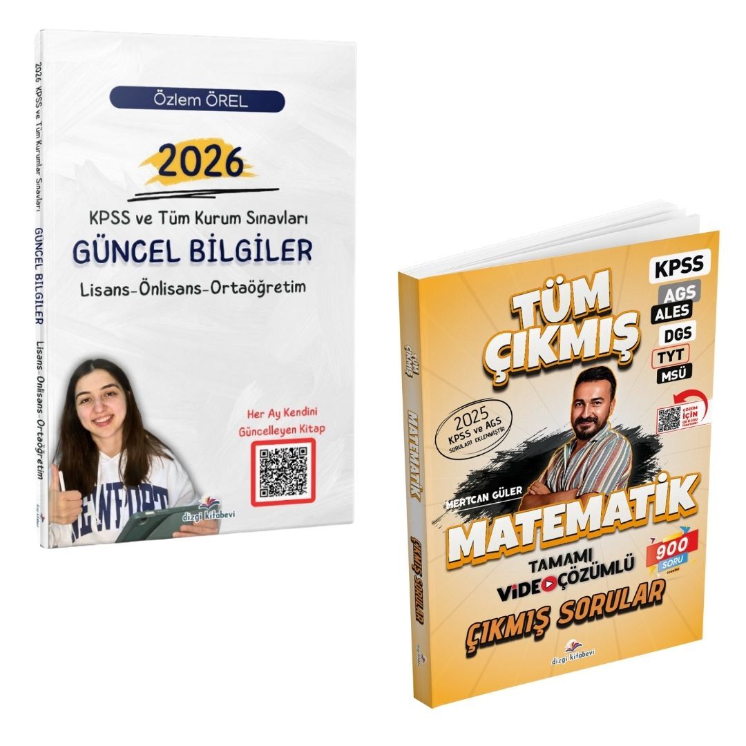 Dizgi Kitap 2026 KPSS ve Tüm Kurum Sınavları Güncel Bilgiler ve Matematik Tüm Sınavlar Tamamı Video Çözümlü Çıkmış Sorular Seti
