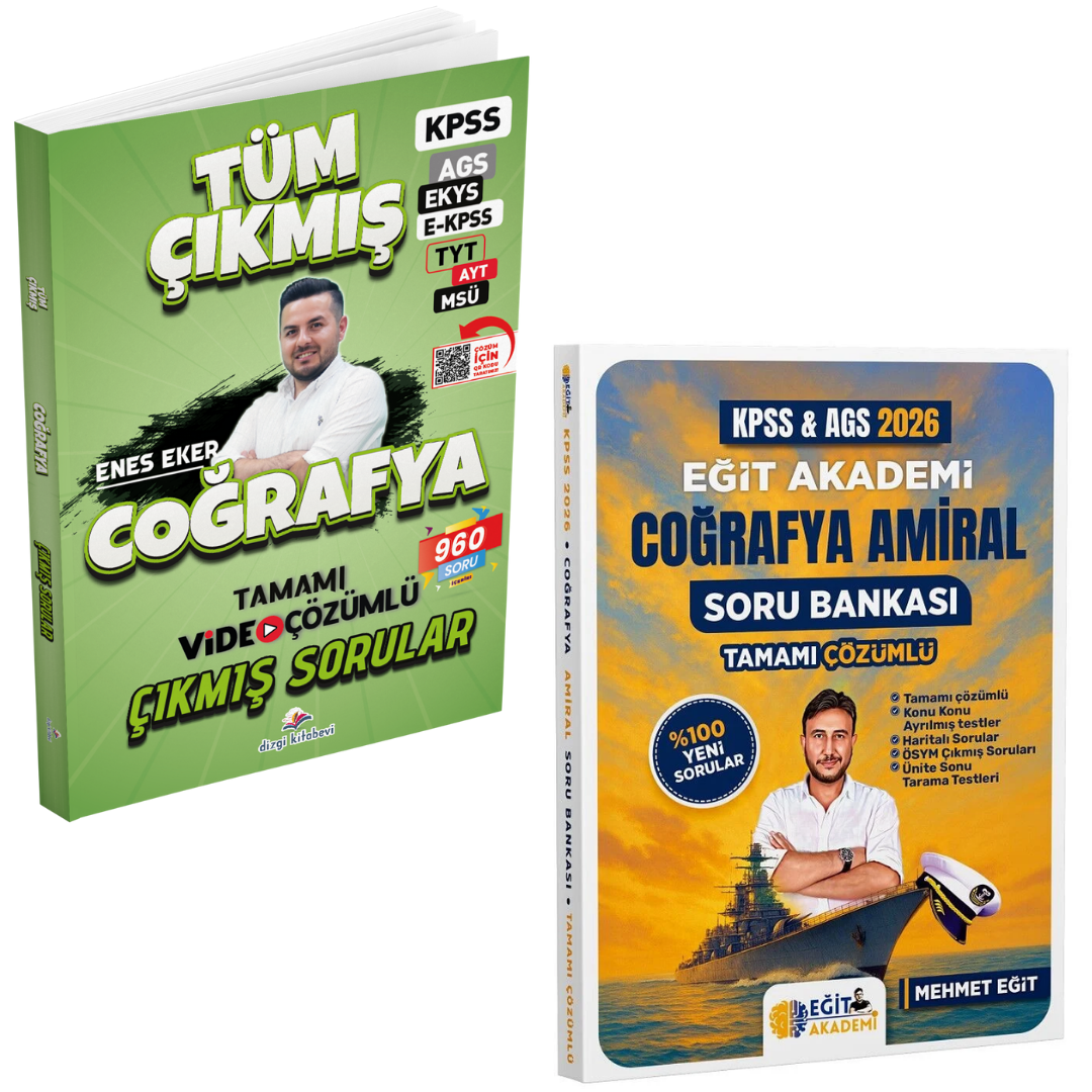 Dizgi Kitap 2026 Coğrafya Tüm Sınavlar Çıkmış Sorular ve 2026 KPSS MEB-AGS Coğrafya Amiral Soru Bankası Eğit Akademi Seti