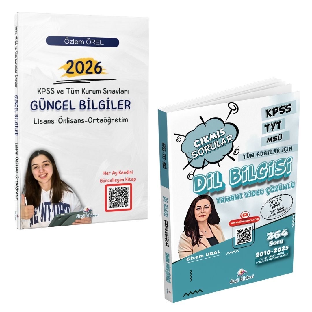 Dizgi Kitap 2026 KPSS ve Tüm Kurum Sınavları Güncel Bilgiler ve Dil Bilgisi Tüm Sınavlar Tamamı Video Çözümlü Çıkmış Sorular Seti