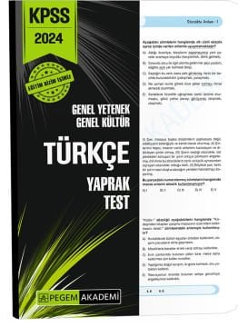 2024 KPSS Genel Yetenek Genel Kültür Türkçe Yaprak Test Pegem Yayınları