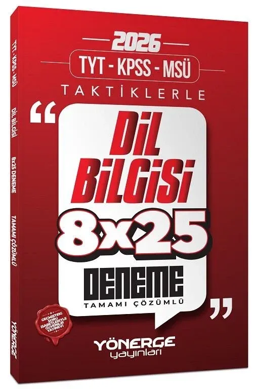 2026 TYT KPSS MSÜ Taktiklerle Dil Bilgisi 8x25 Deneme Çözümlü Yönerge Yayınları