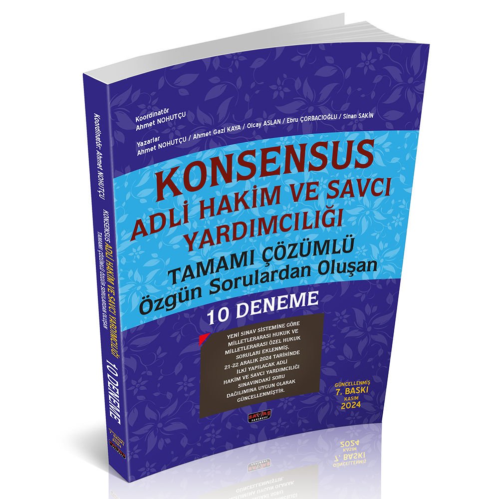 KONSENSUS Adli Hakim ve Savcı Yardımcılığı 10 Deneme Savaş Yayınları Kasım 2024 Savaş Yayınları