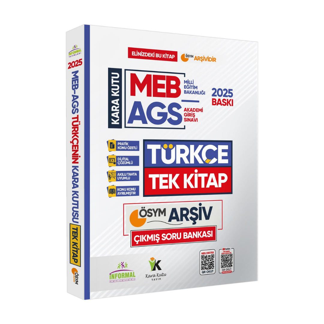 2025 MEB-AGS Türkçenin Kara Kutusu TEK KİTAP ÖSYM Çıkmış Soru Bankası Konu Özetli Video/PDF Çözümlü İnformal Yayınları