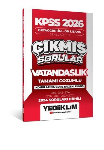 2026 KPSS Ortaöğretim Ön Lisans Vatandaşlık Tamamı Çözümlü Çıkmış Sorular (2024 soruları dahil) Yediiklim Yayınları