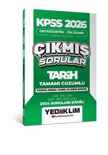 2026 KPSS Ortaöğretim-Önlisans Tarih Konularına Göre Çıkmış Sorular(2024 soruları dahil) Yediiklim Yayınları