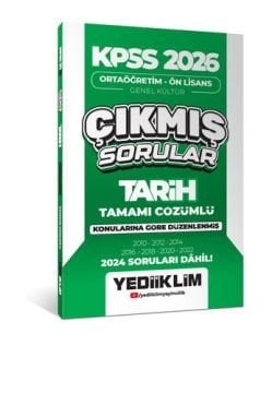 Yediiklim Yayınları 2026 KPSS Ortaöğretim Ön Lisans Tarih Konularına Göre Çıkmış Sorular (2024 soruları dahil)