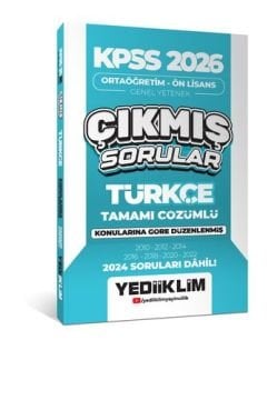2026 KPSS Ortaöğretim-Önlisans Türkçe Konularına Göre Çıkmış Sorular (2024 soruları dahil) Yediiklim Yayınları