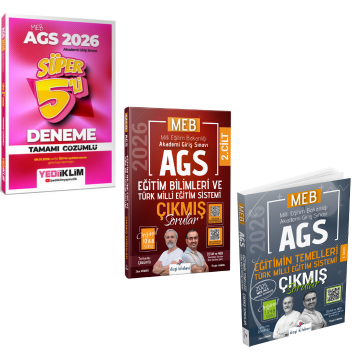 Dizgi Kitap 2026 MEB AGS Eğitim Bilimleri ve Türk Milli Eğitim Sistemi Çıkmış Sorular & MEB AGS Eğitimin Temelleri Çıkmış Sorular ve MEB AGS Süper 5 li Deneme Yediiklim Yayınları Seti