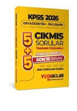 2026 Ortaöğretim-Önlisans Genel Yetenek Genel Kültür 5+5 Tamamı Çözümlü Son 10 Sınav Fasikül Fasikül Çıkmış Sorular Yediiklim Yayınları