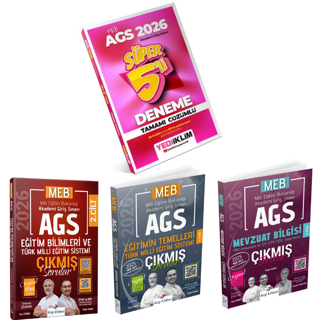 2026 MEB AGS Süper 5 li Deneme & AGS Eğitim Bilimleri ve Türk Milli Eğitim Sistemi Çıkmış Sorular & AGS Eğitimin Temelleri Çıkmış Sorular & AGS Mevzuat Bilgisi Çıkmış Sorular Seti