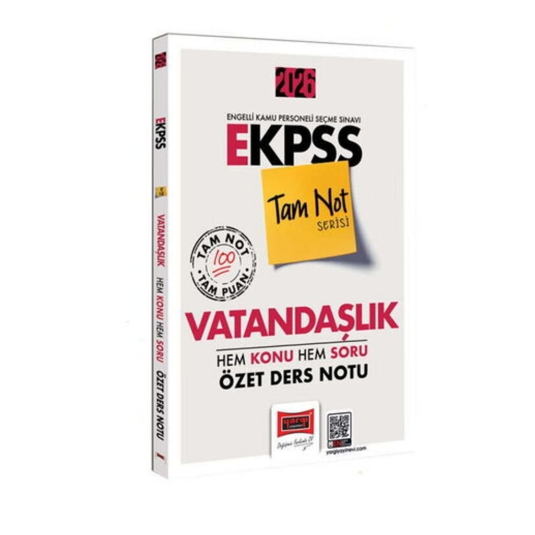 Yargı Yayınları 2026 E-KPSS Tam Not Serisi Vatandaşlık Hem Konu Hem Soru Özet Ders Notu