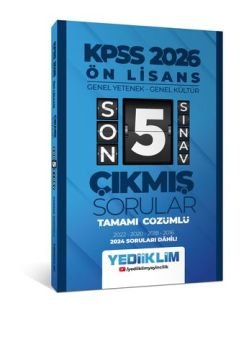 Yediiklim Yayınları 2026 Ön Lisans GY-GK Tamamı Çözümlü Son 5 Sınav Çıkmış Sorular 2024 Soruları Dahil