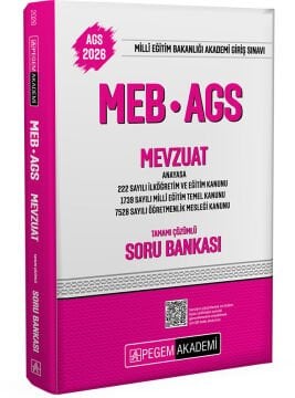 2026 MEB-AGS Soru Bankası Tamamı Çözümlü Mevzuat Pegem Yayınları