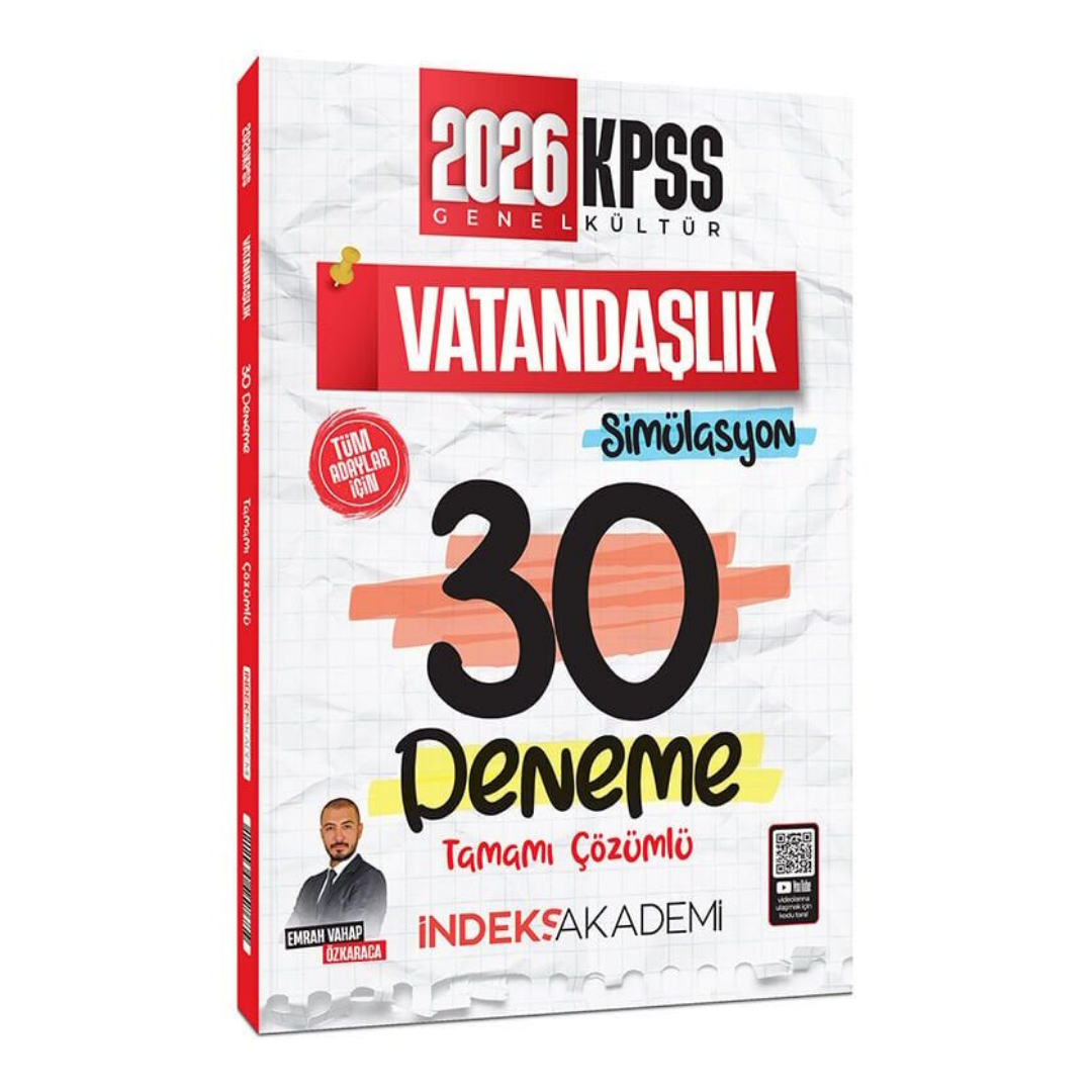 2026 KPSS Vatandaşlık Simülasyon 30 Deneme Çözümlü - Emrah Vahap Özkaraca İndeks Akademi Yayıncılık