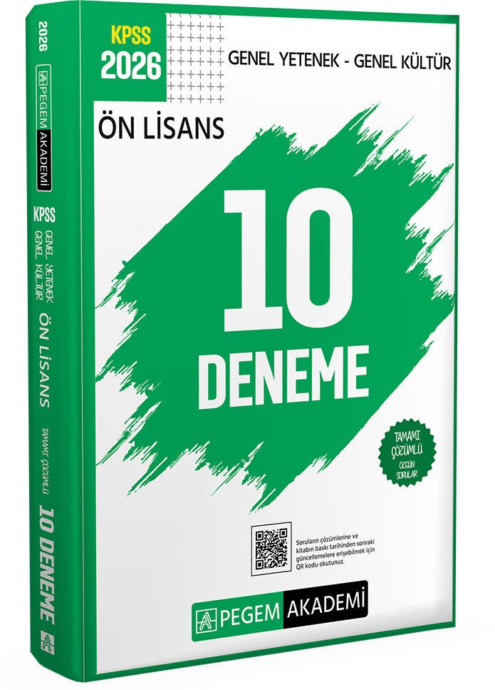 2026 KPSS Genel Yetenek Genel Kültür Ön Lisans Tamamı Çözümlü 10 Deneme Pegem Yayınları