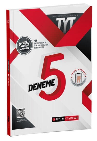 TYT Tamamı Çözümlü 5 Deneme Sınavı Pegem Yayınları