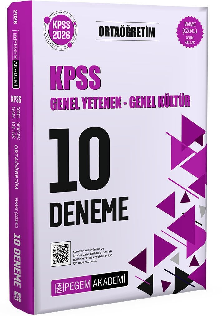 2026 KPSS Genel Yetenek Genel Kültür Ortaöğretim Tamamı Çözümlü 10 Deneme Pegem Yayınları