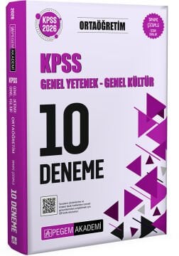 2026 KPSS Genel Yetenek Genel Kültür Ortaöğretim Tamamı Çözümlü 10 Deneme Pegem Yayınları
