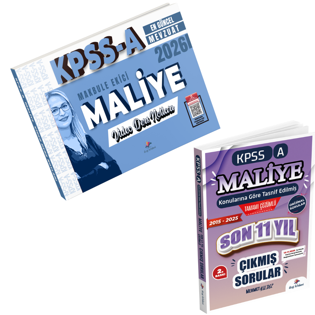 Dizgi Kitap 2026 KPSS A Maliye Video Ders Notları & Kpss A Maliye Konularına Göre Tasnif Edilmiş Son 11 Yıl Tamamı Çözümlü Orijinal Çıkmış Sorular (2016-2025) Seti