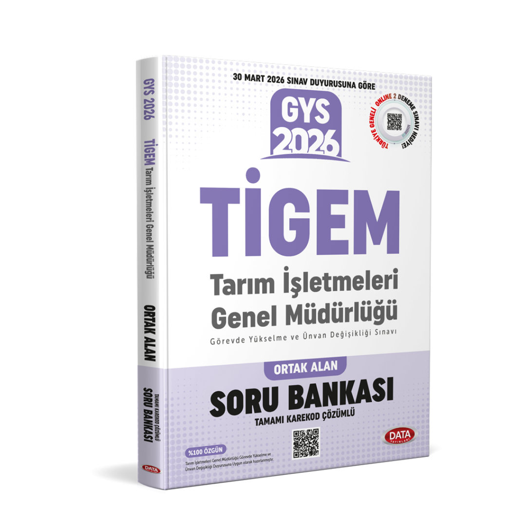 Tarım İşletmeleri Genel Müdürlüğü TİGEM GYS Ortak Alan Soru Bankası - Karekod Çözümlü Data Yayınları