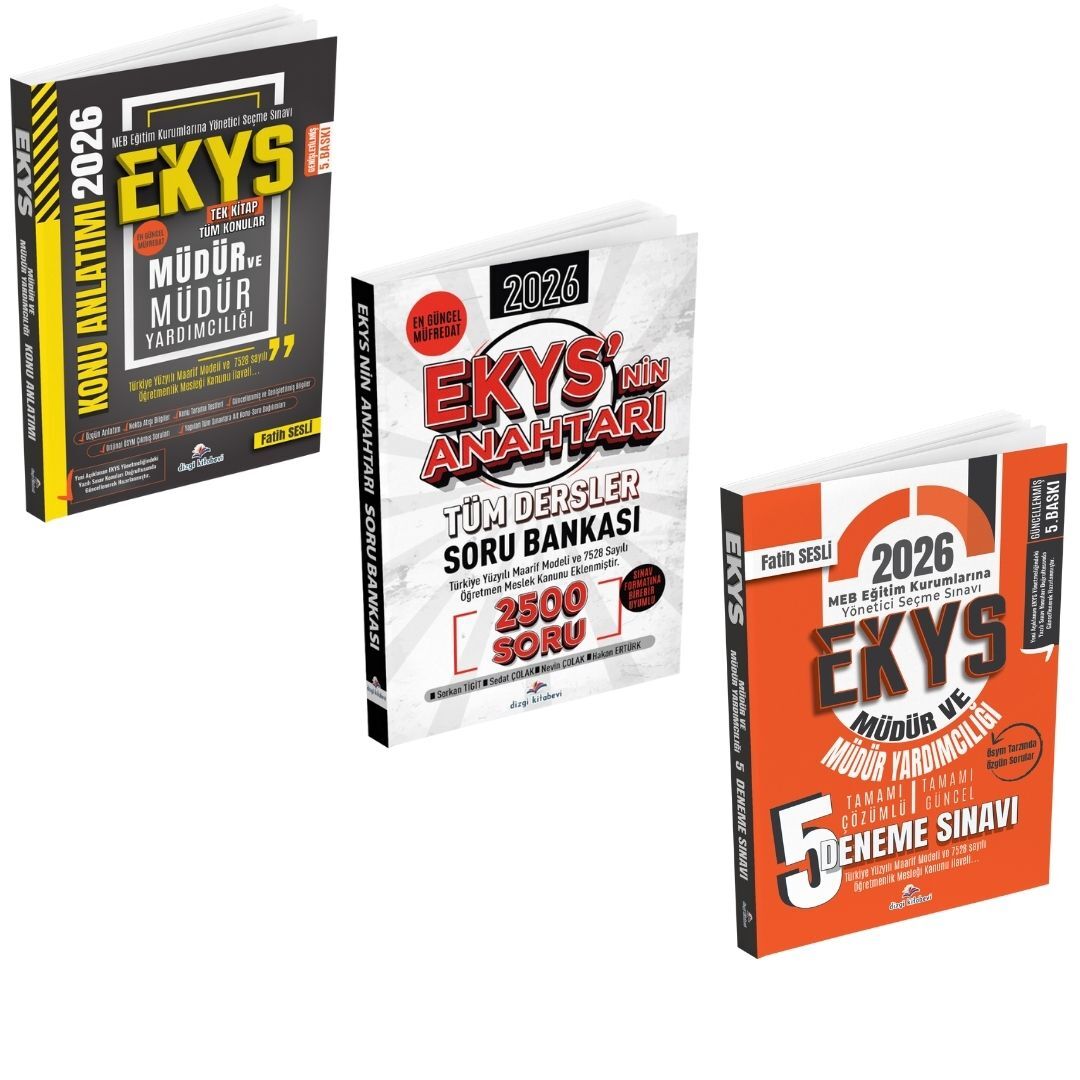 Dizgi Kitap 2026 MEB EKYS Müdür ve Müdür Yardımcılığı Konu Anlatım Soru Bankası 5 Deneme 3'lü Set